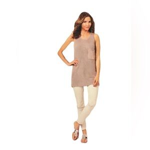2/$30 NWT Charlie Paige Sleeveless Knit Tunic Long Top Taupe Brown Sz S/M